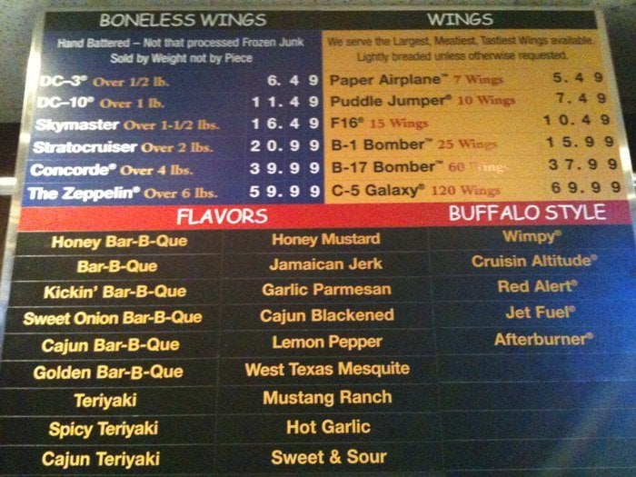 Wings Over Menu